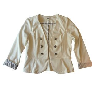 Have Women's Ivory Blazer with Striped Accents size large LIKE NEW